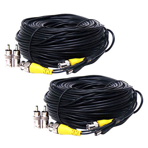VideoSecu 2 x 150ft Video Power Extension Cable Wire Cord for CCTV Security Camera DVR System with BNC RCA Adapters 1Q8