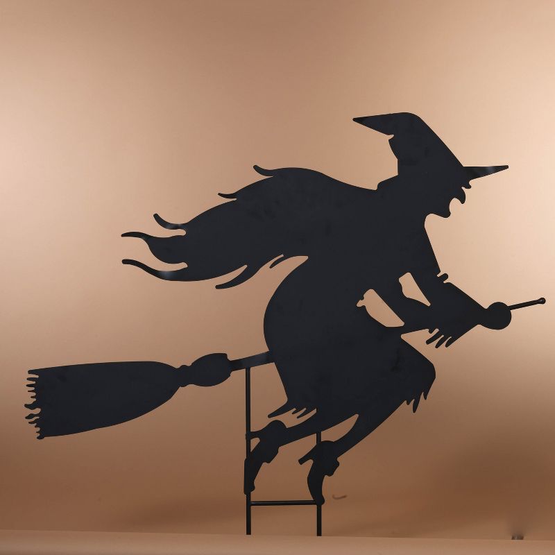 Gerson International 43.5-Inch Long Metal Witch on Broom Silhouette Yard Stake