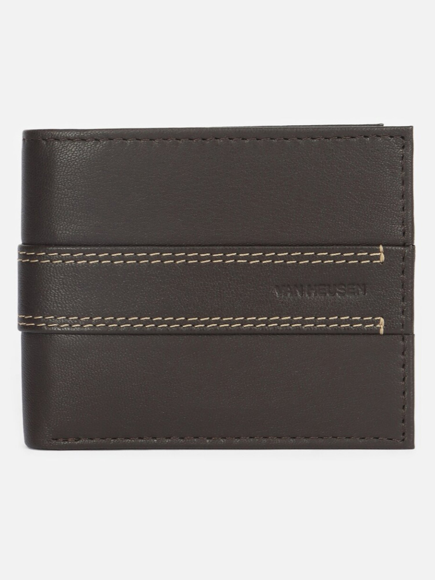 Van Heusen Brown Leather Paneled Bi-Fold Wallet