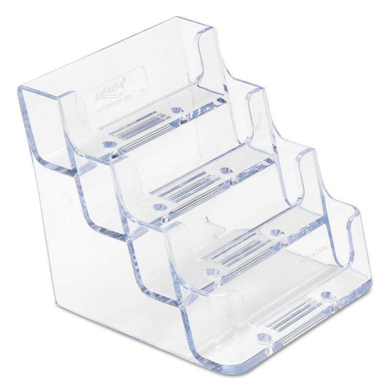 Deflecto Four-Pocket Countertop Business Card Holder Holds 2 x 3 1/2 Cards Clear 70841