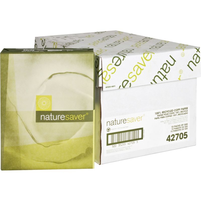 Nature Saver Recycled Paper 20 lb. GE 92 8-1/2"x11" 10 RM/CT White 42705