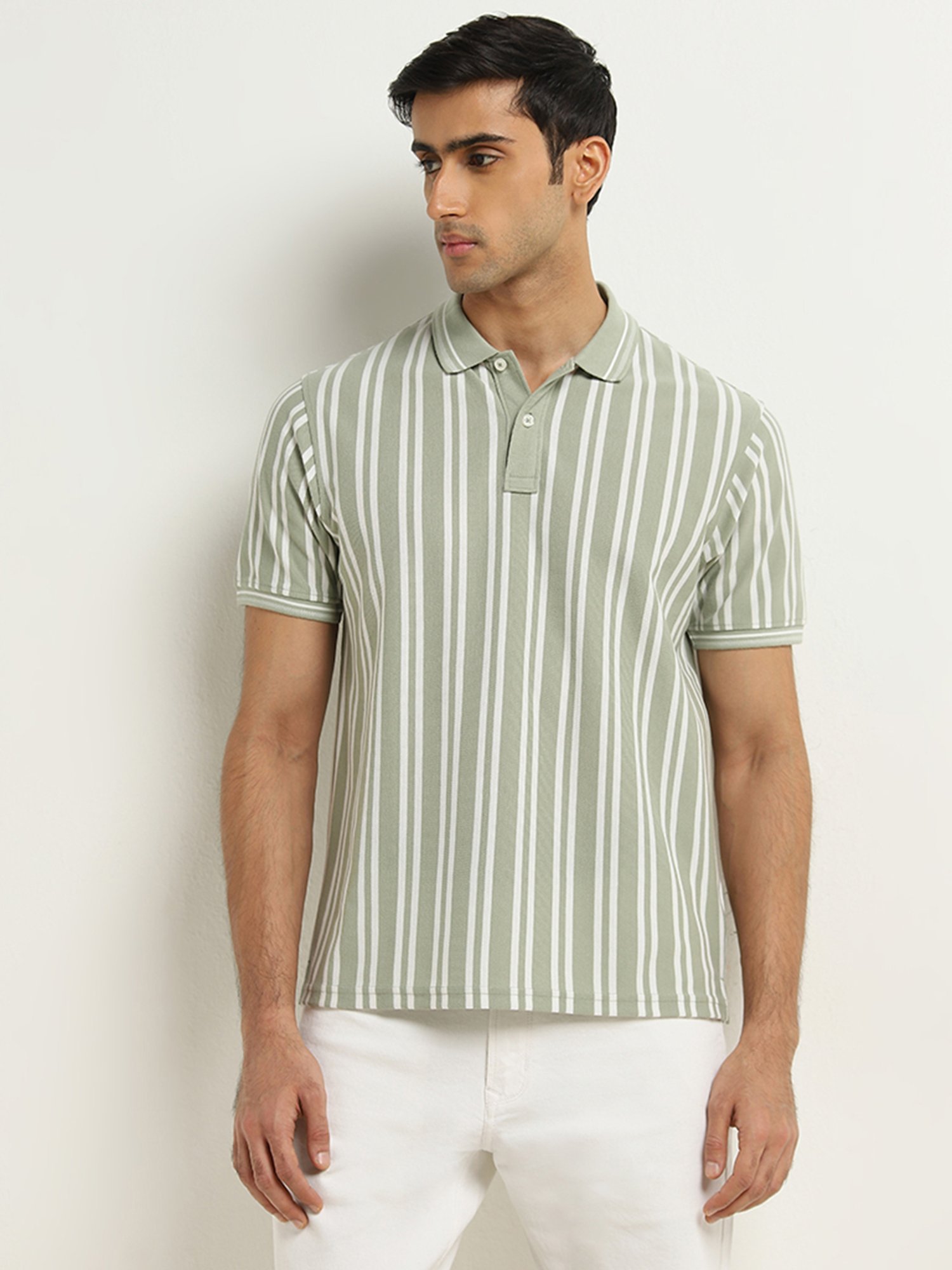 WES Casuals by Westside Sage Striped Relaxed-Fit Polo T-Shirt