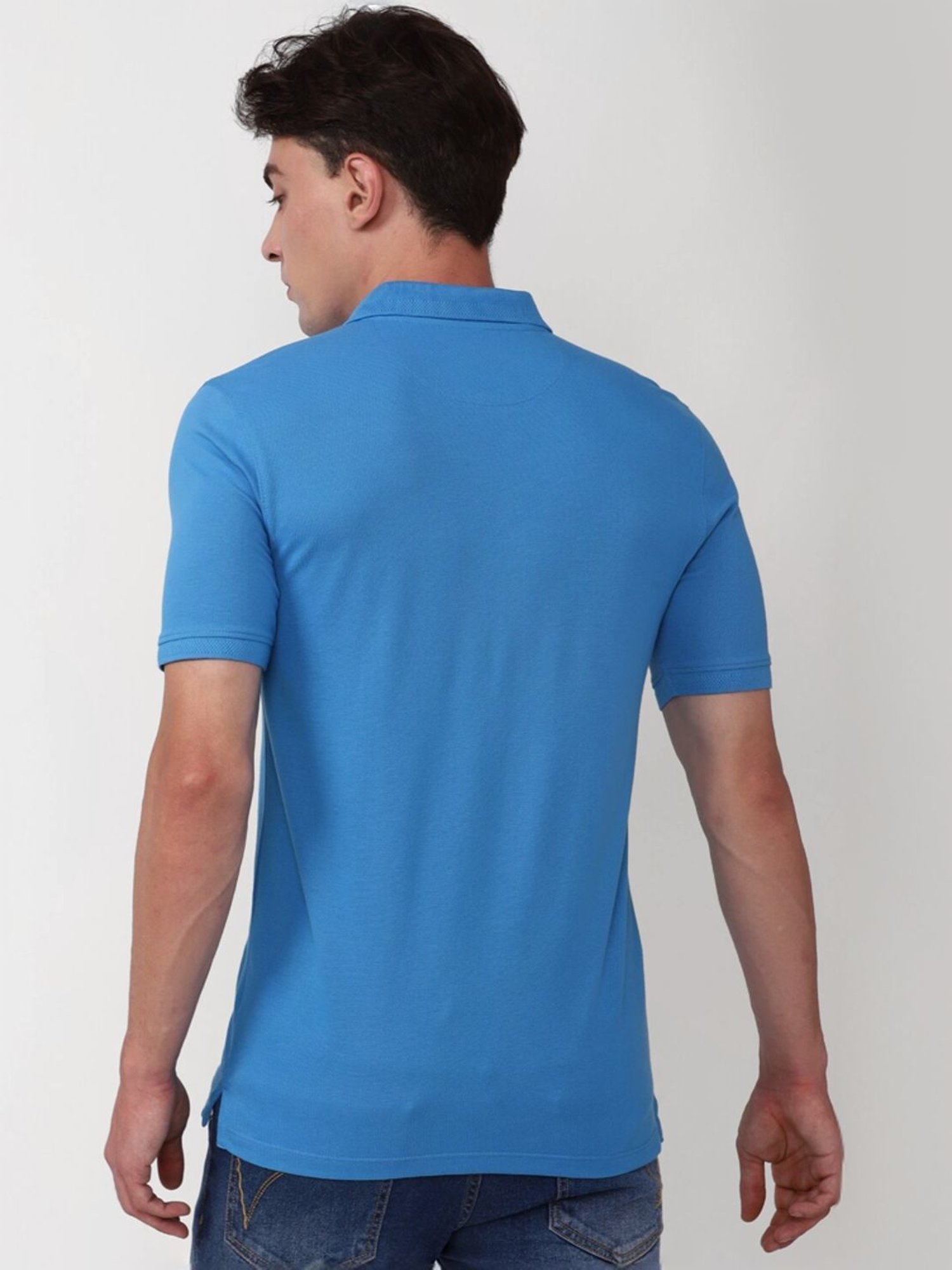 Peter England Blue Slim Fit Polo T-Shirt