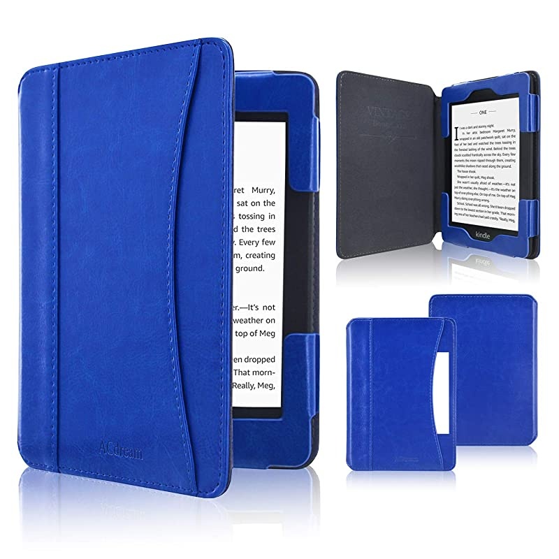 Case Fits All-New Kindle 10th Generation 2019 and 8th Gen 2016 ONLY (NOT FIT Kindle Paperwhite/Kindle Oasis), Folio Smart Leather Cover with Auto Wake Sleep & Front Pocket, Royal Blue