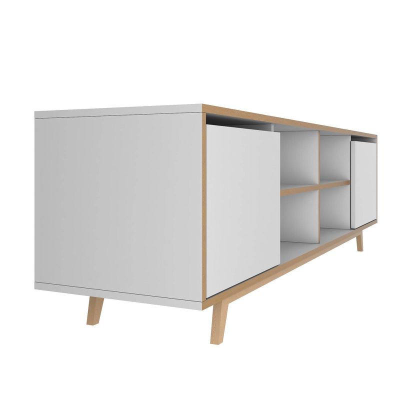 Jones TV Stand for TVs up to 60" White/Pine Wood - Manhattan Comfort