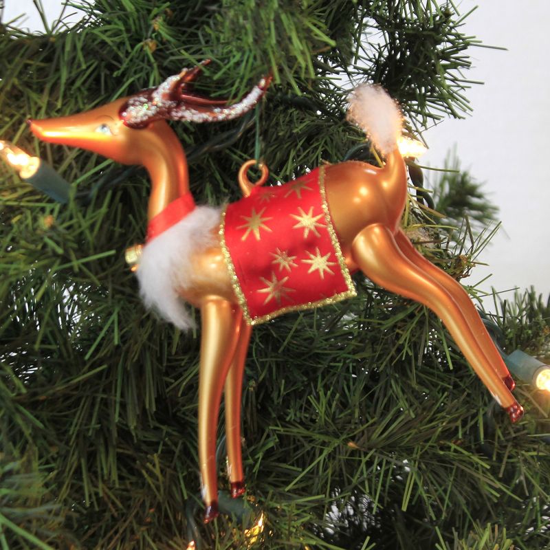 Italian Ornaments 5.5" Reindeer W/Saddle Italian Hand Painted  -  Tree Ornaments