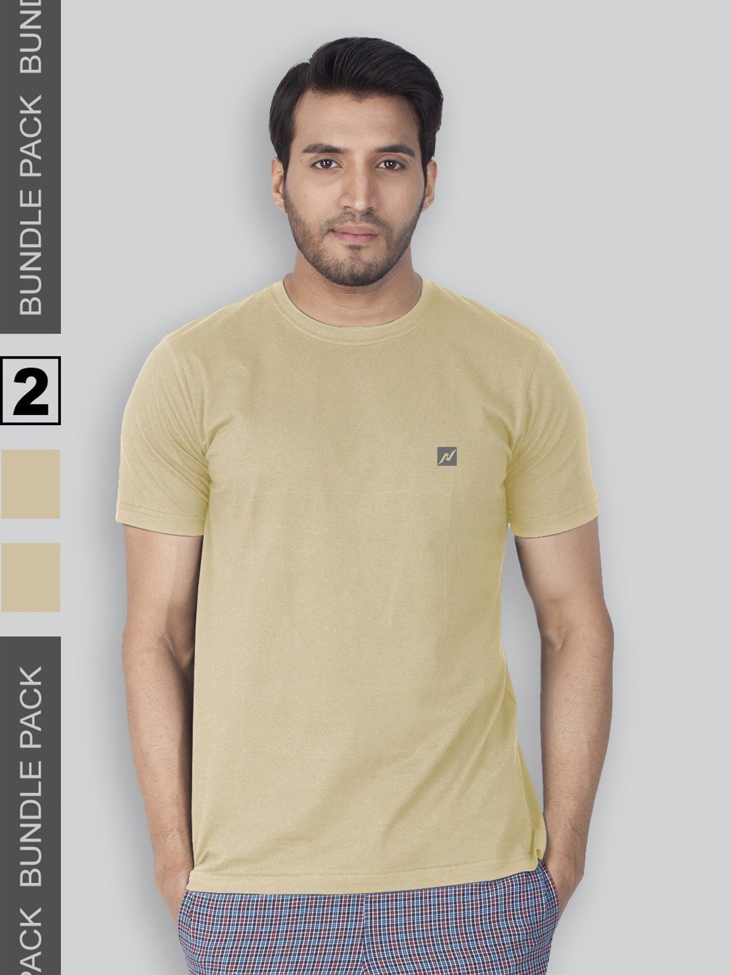 Lux Nitro Beige Regular Fit T-Shirt Pack of - 2