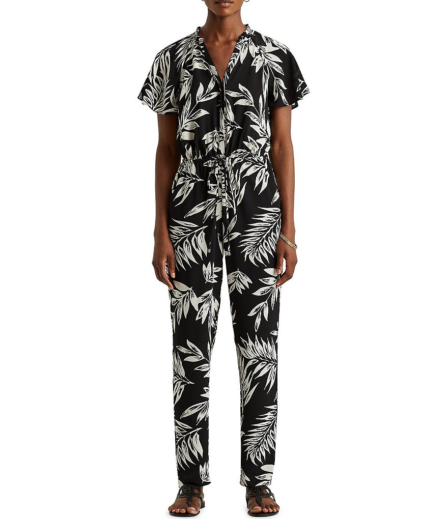 Tahari ASL Sequin Long Sleeve Crepe Jumpsuit