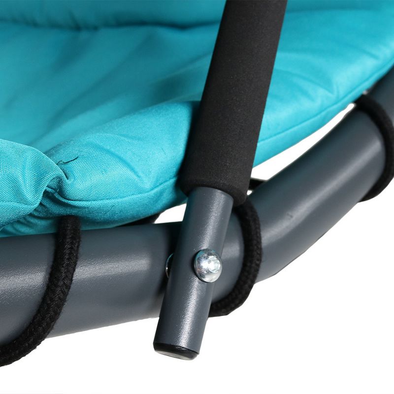 Sunnydaze Outdoor Hanging Chaise Floating Lounge Chair with Canopy Umbrella and Stand, Teal