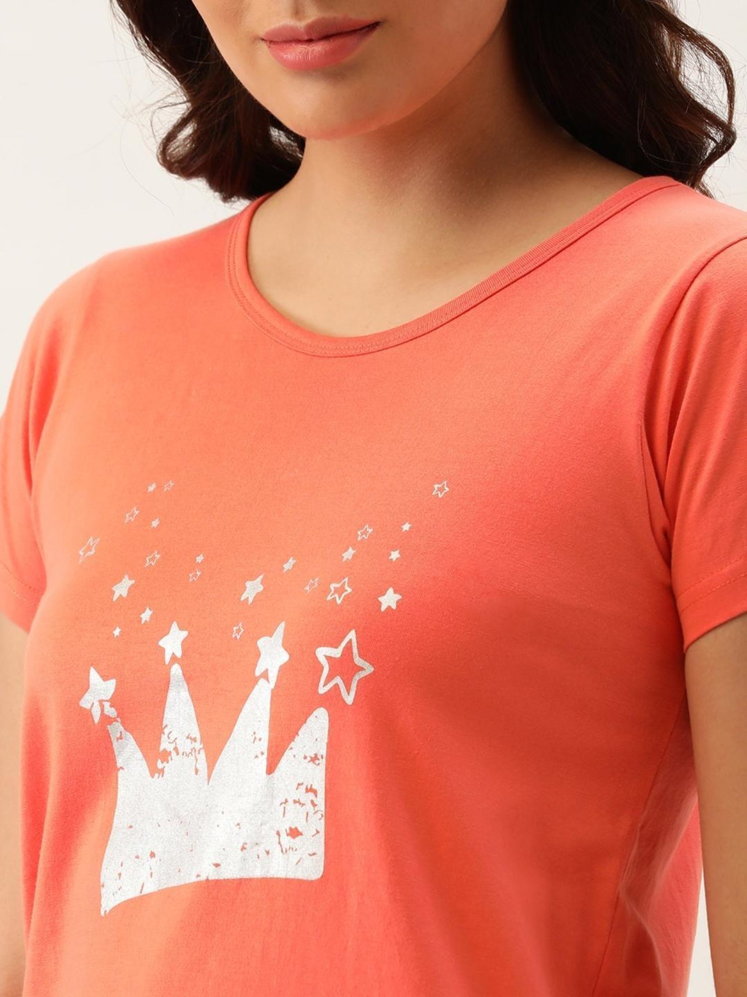 Clt.s Orange Graphic Print Capri Set