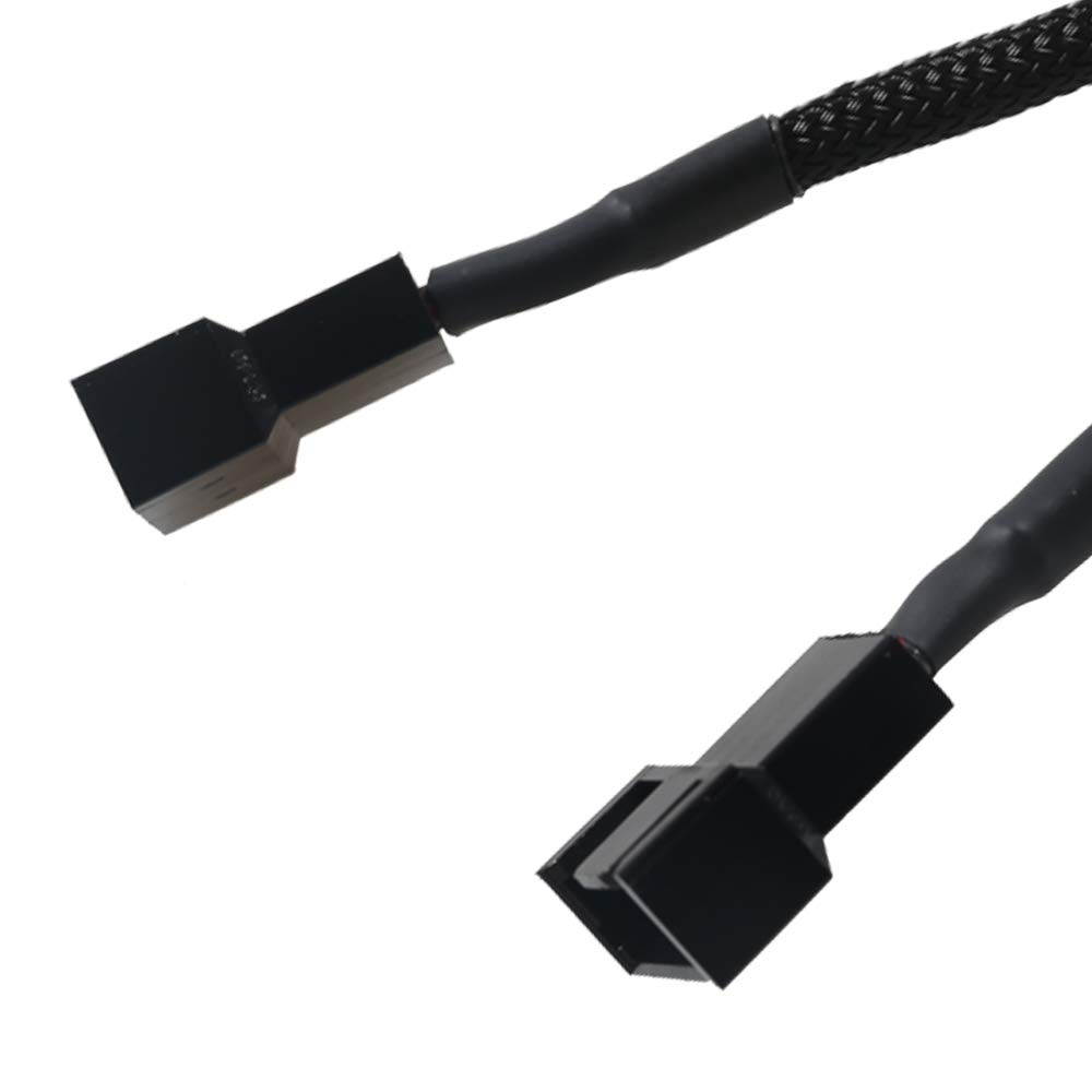 PWM Fan Splitter Cable 1 to 2 Converter, All Black Sleeved Case Fan Splitter Cable, Case Fan Power Duplicator Converter, Dual Case Fan Power Adapter, Case Fan Y Cable, 10.6 inch