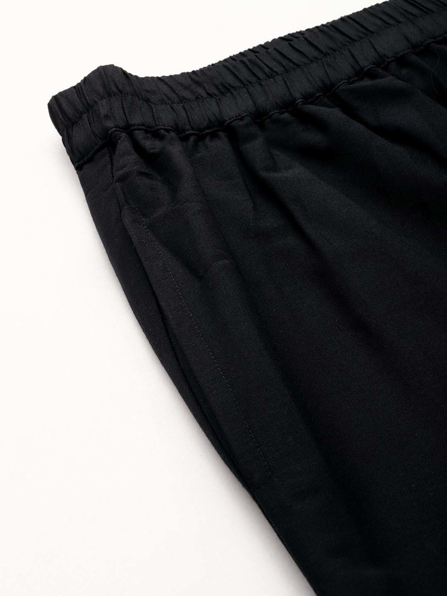 Varanga Black Cotton Embroidered Pants