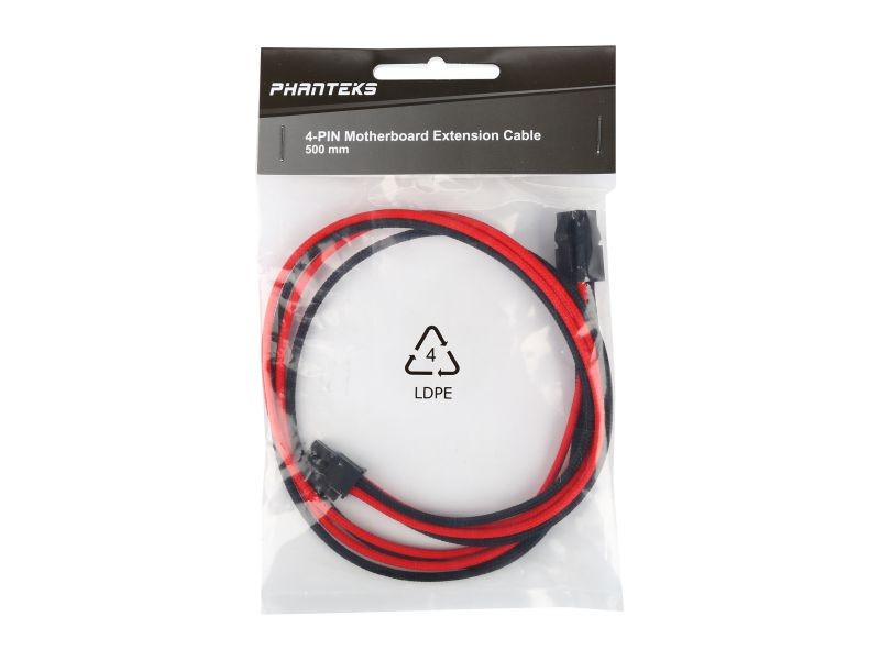 Phanteks PH-CB4P_RD 1.64 ft. (0.50 m) 4 Pin M/B Premium Sleeved Extension Cable