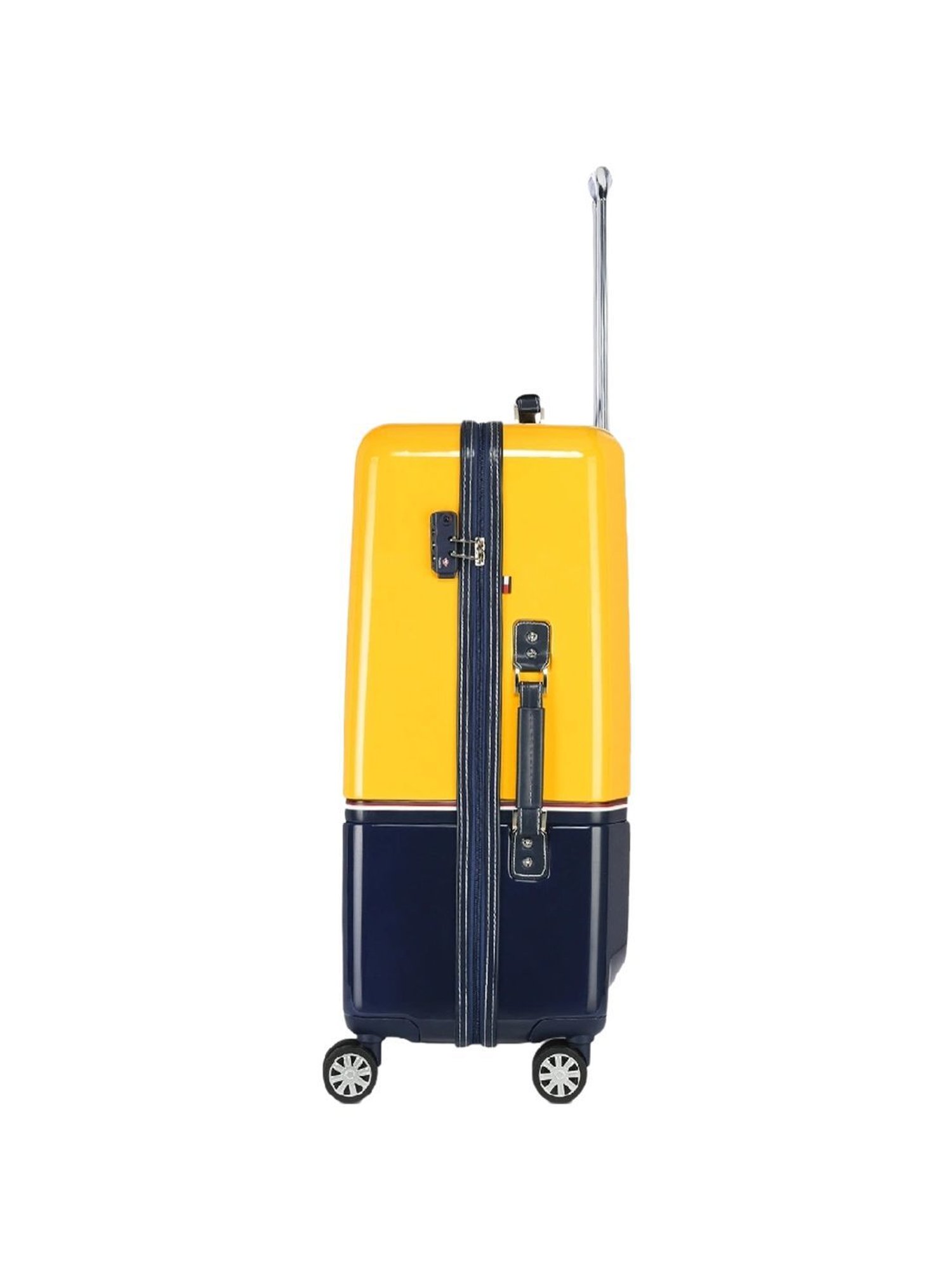 TOMMY HILFIGER Twins Pro Yellow & Navy 8 Wheels Large Hard Cabin Trolley Bag