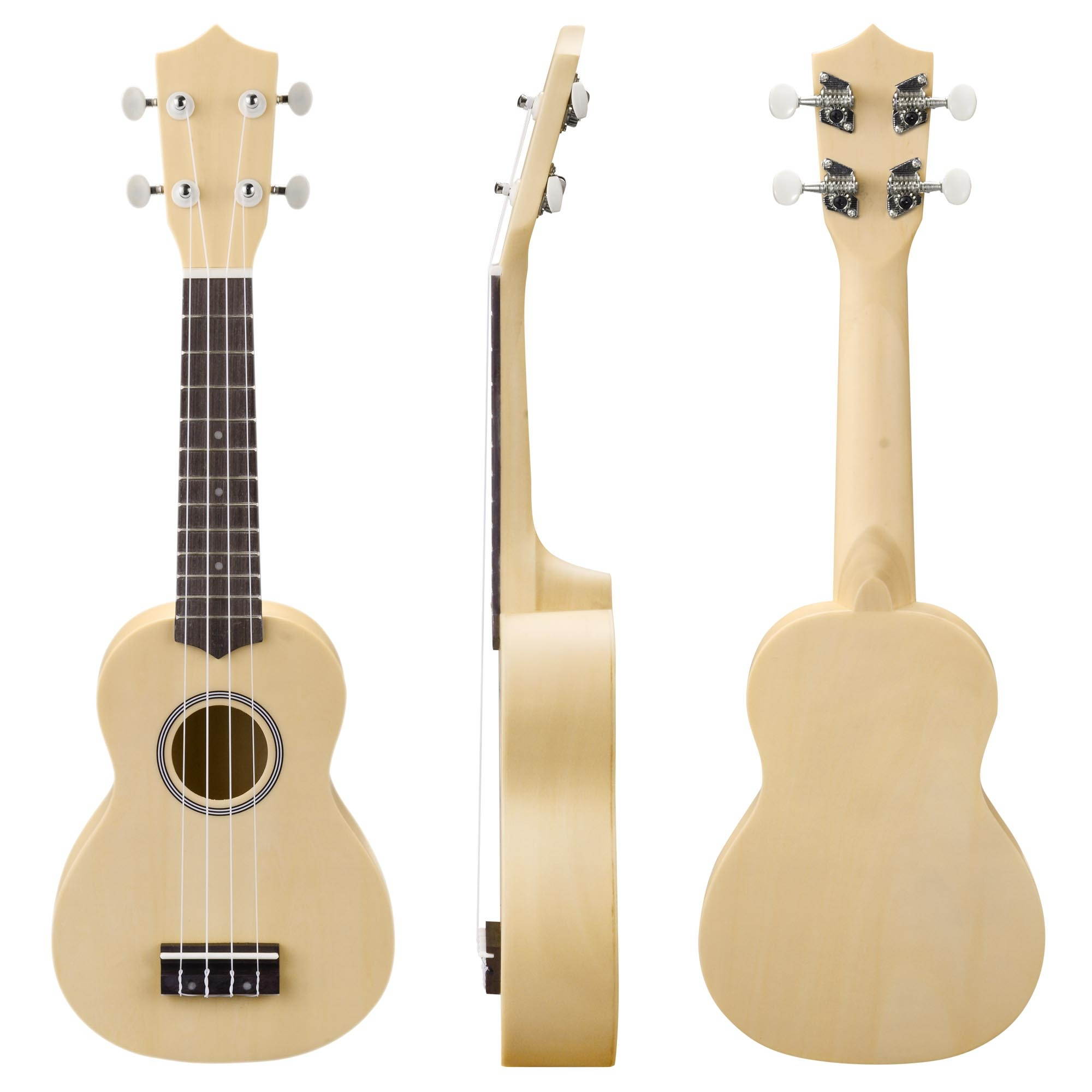 21" Basswood 12 Fret Soprano Ukulele with Aluminum Capo Carrying Bag Natural