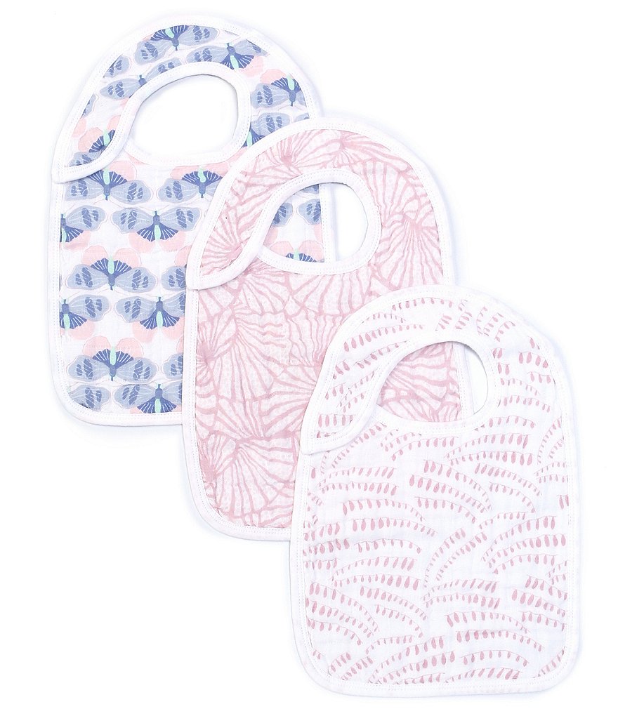 Aden + Anais Baby Girls Deco 3-Pack Snap Bibs