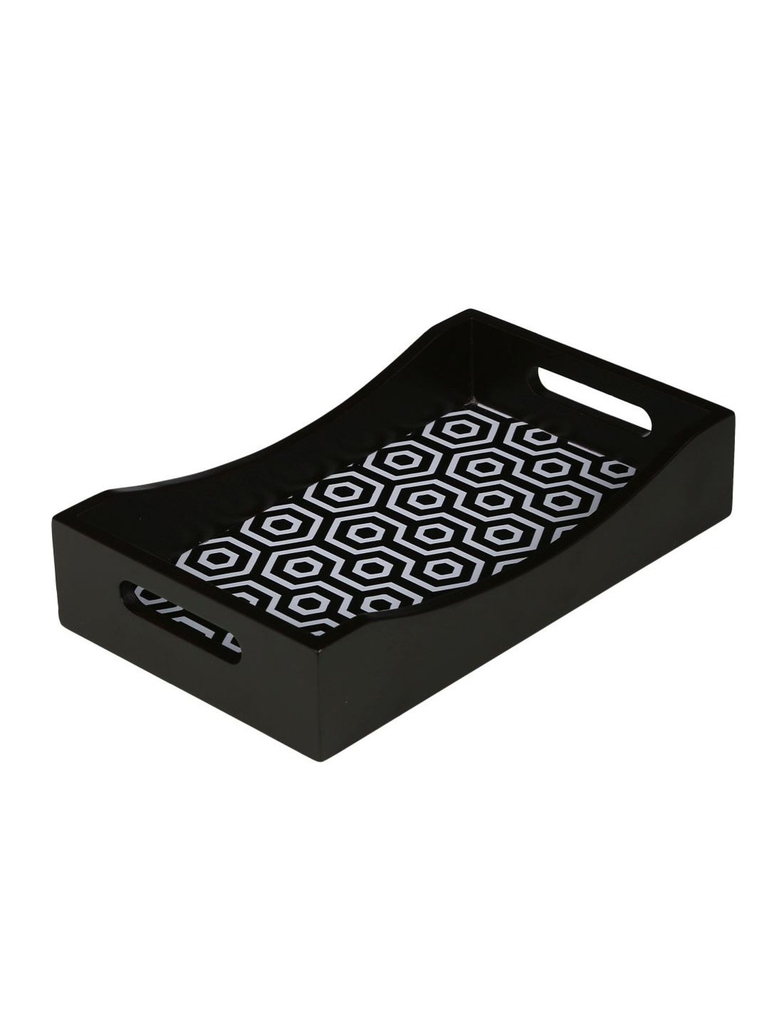 Crayton Black & White MDF Rectangular Serving Tray - Set of 1