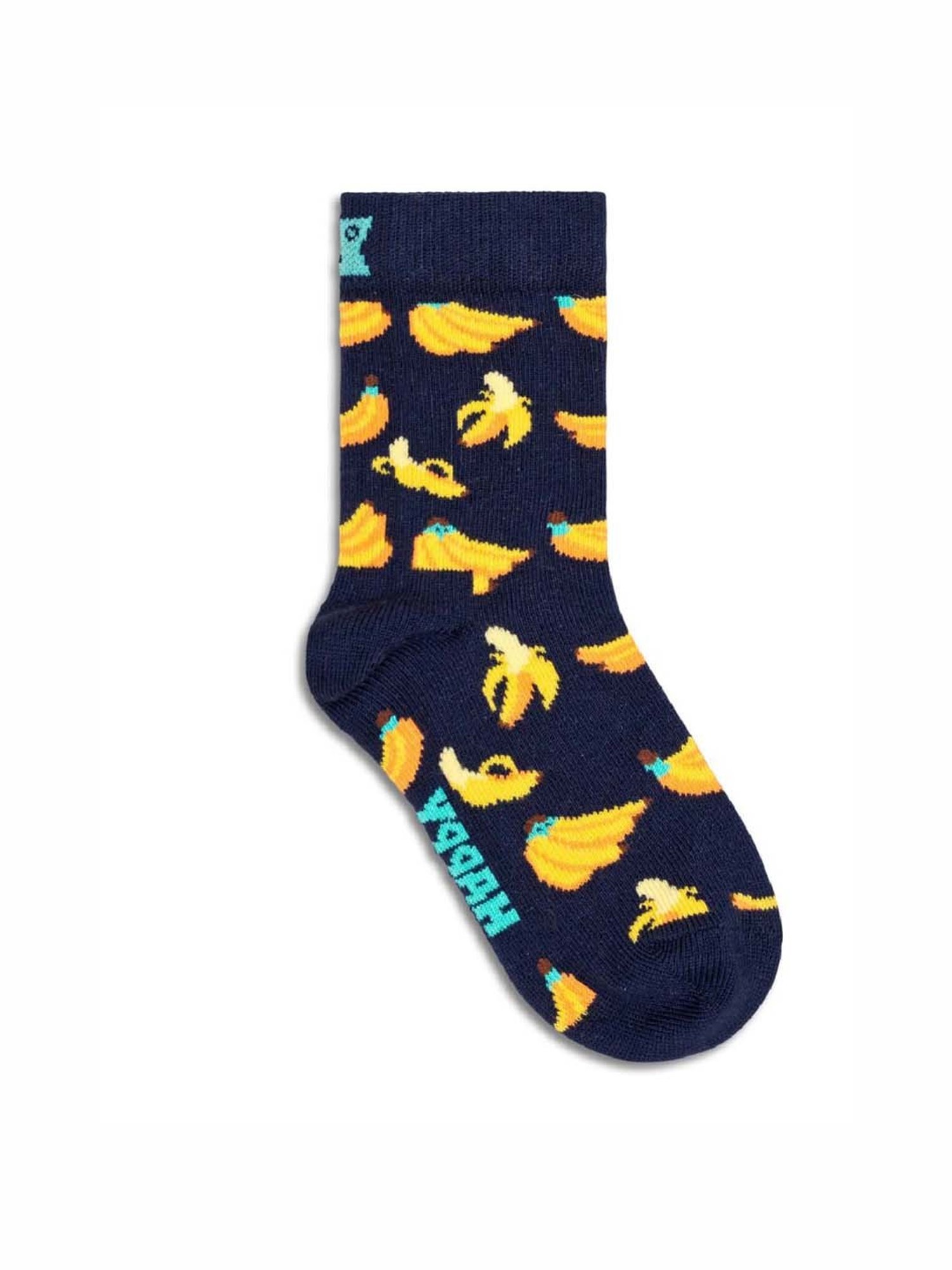 Happy Socks Kids Banana Black & Yellow Cotton Printed Socks (7-9Y)