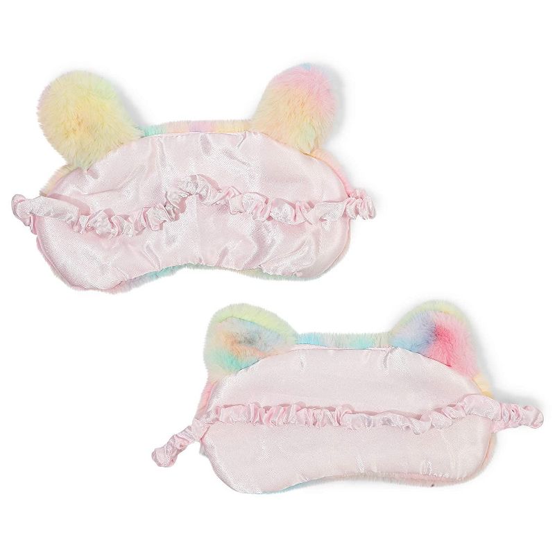 Glamlily 2-Pack Animal Cute Cat Bunny Sleeping Eye Mask Cover Satin Travel Sleep Eye Cover Girl Kid