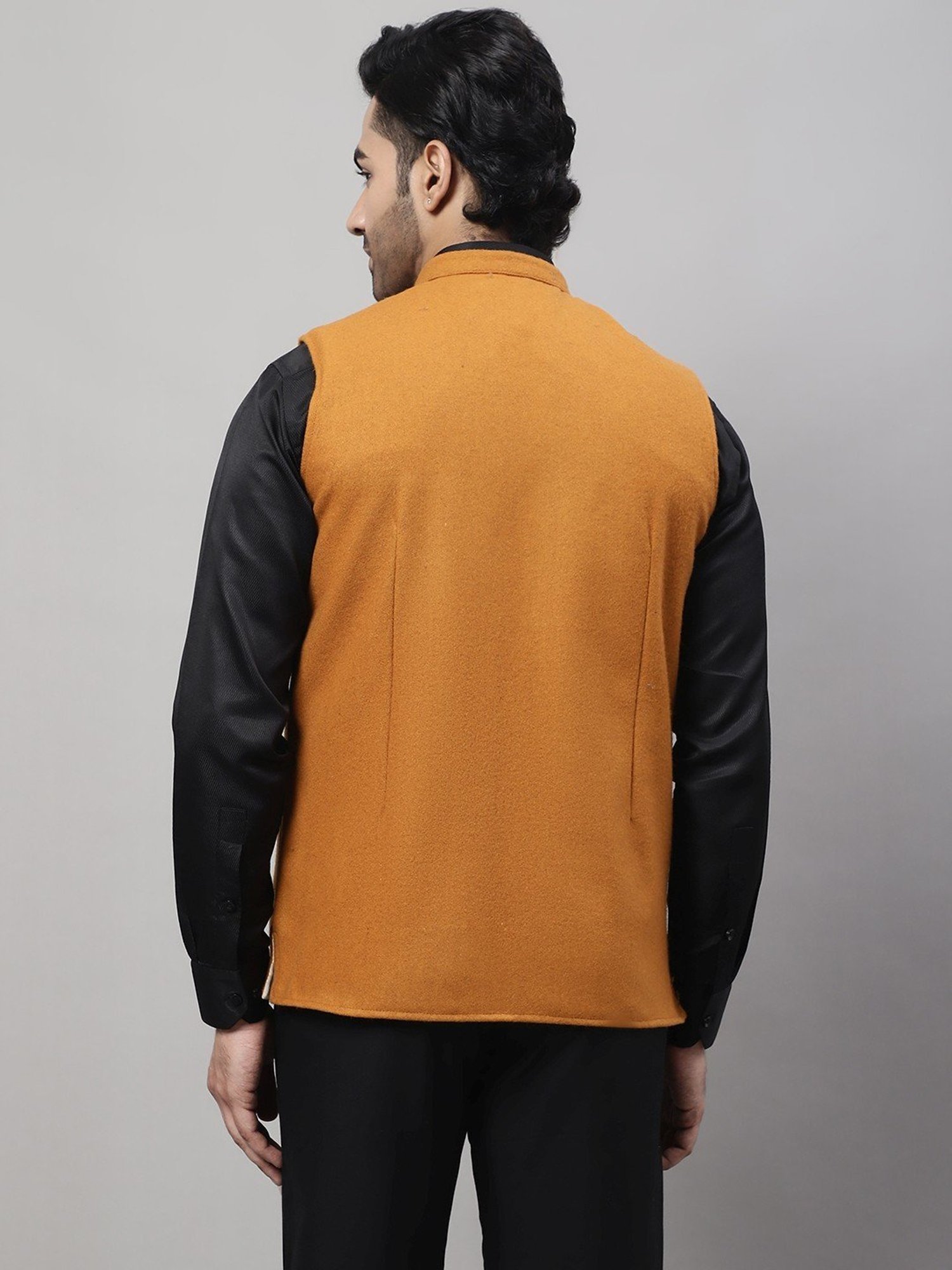 Even Orange Regular Fit Nehru Jacket