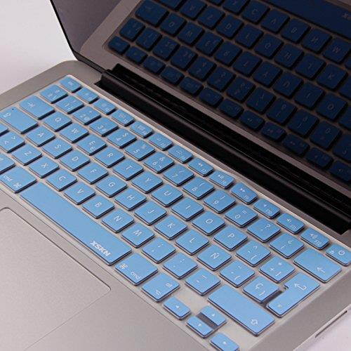 XSKN Spanish Silicone Keyboard Skin Cover for MacBook 13 15 17 inch EU/UK European Keyboard Layout (Blue)