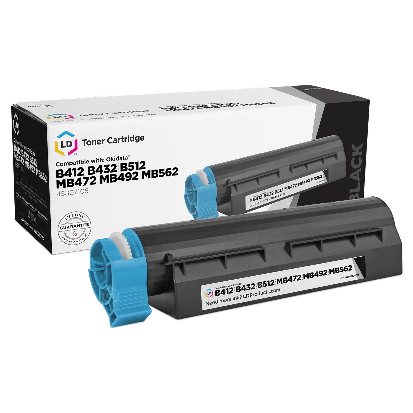 LD Compatible Toner Cartridge Replacements for Okidata 45807105 High Yield (Black, 2-Pack)