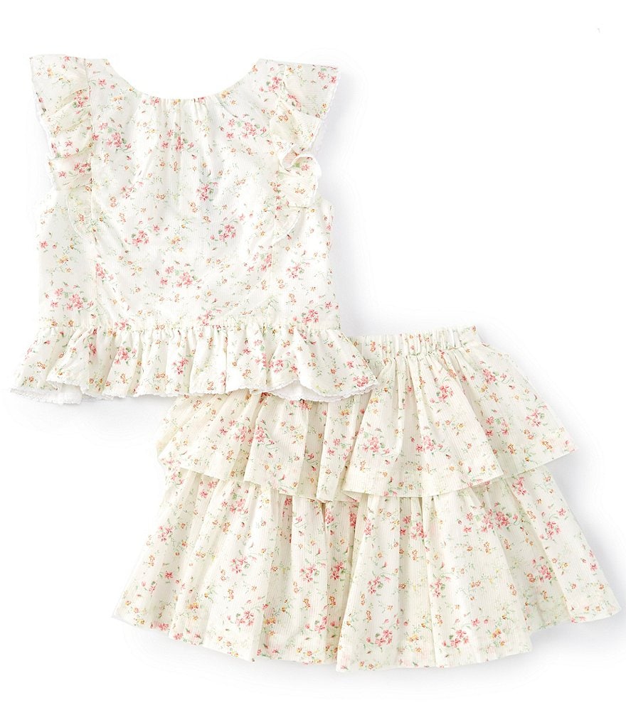Polo Ralph Lauren Big Girls 7-16 Flutter-Sleeve Floral Peplum Top & Skirt Matching Set