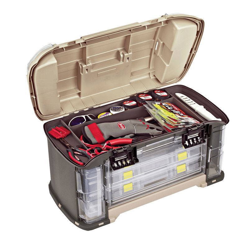 Plano Guide 787 Series Angled StowAway Rack Tackle Box Case System for Fishing Storage with 5 Removable Bait Utility Boxes, Sandstone