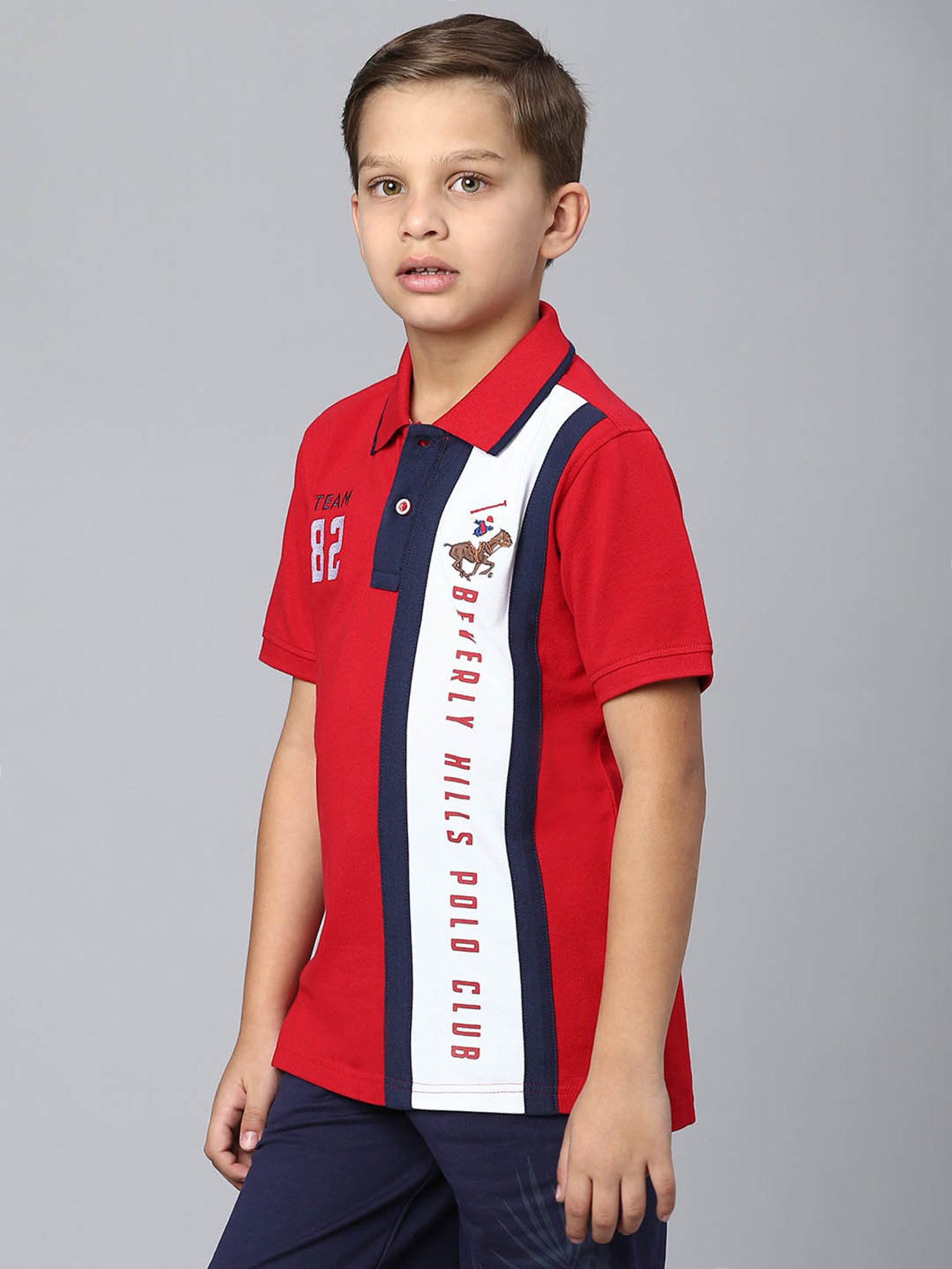 Beverly Hills Polo Club Kids Red Color Block Polo T-Shirt
