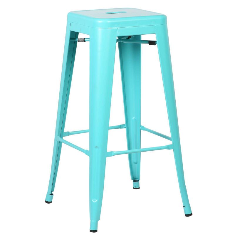 Set of 4 Franco Industrial Barstools Aqua - Edgemod