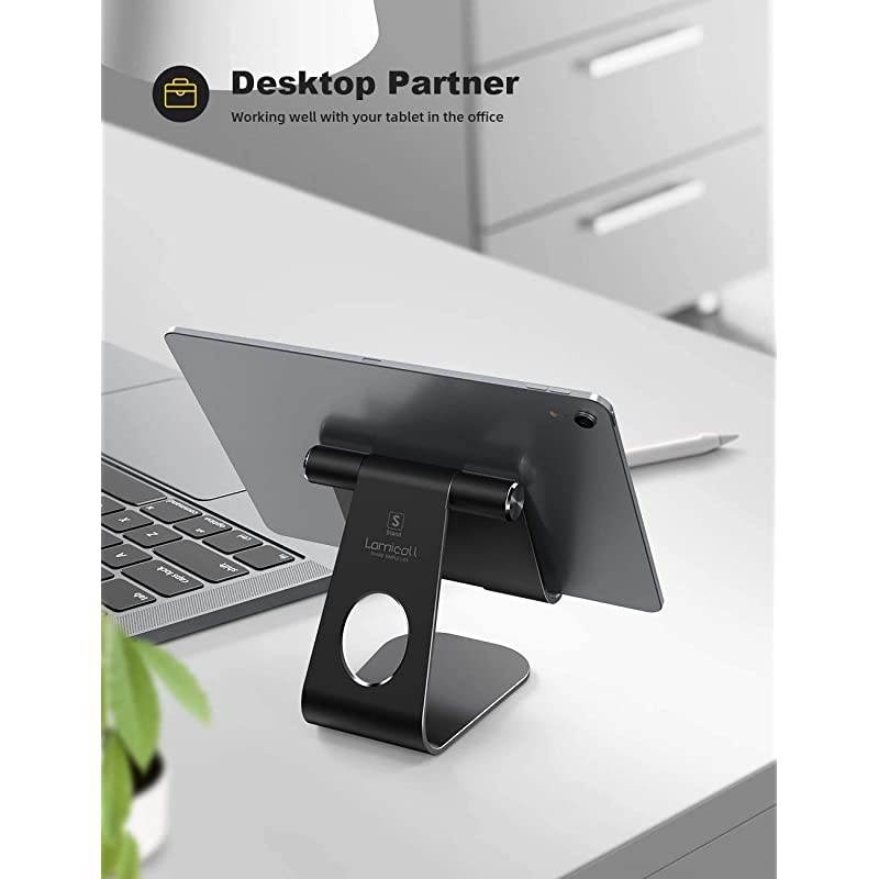 Tablet Stand Adjustable,  Tablet Stand : Desktop Stand Holder Dock Compatible with Tablet Such as iPad 2018 Pro 9.7, 10.5, Air Mini 2 3 4, Kindle, Nexus, Accessories, E-Reader (4-13'')-Black