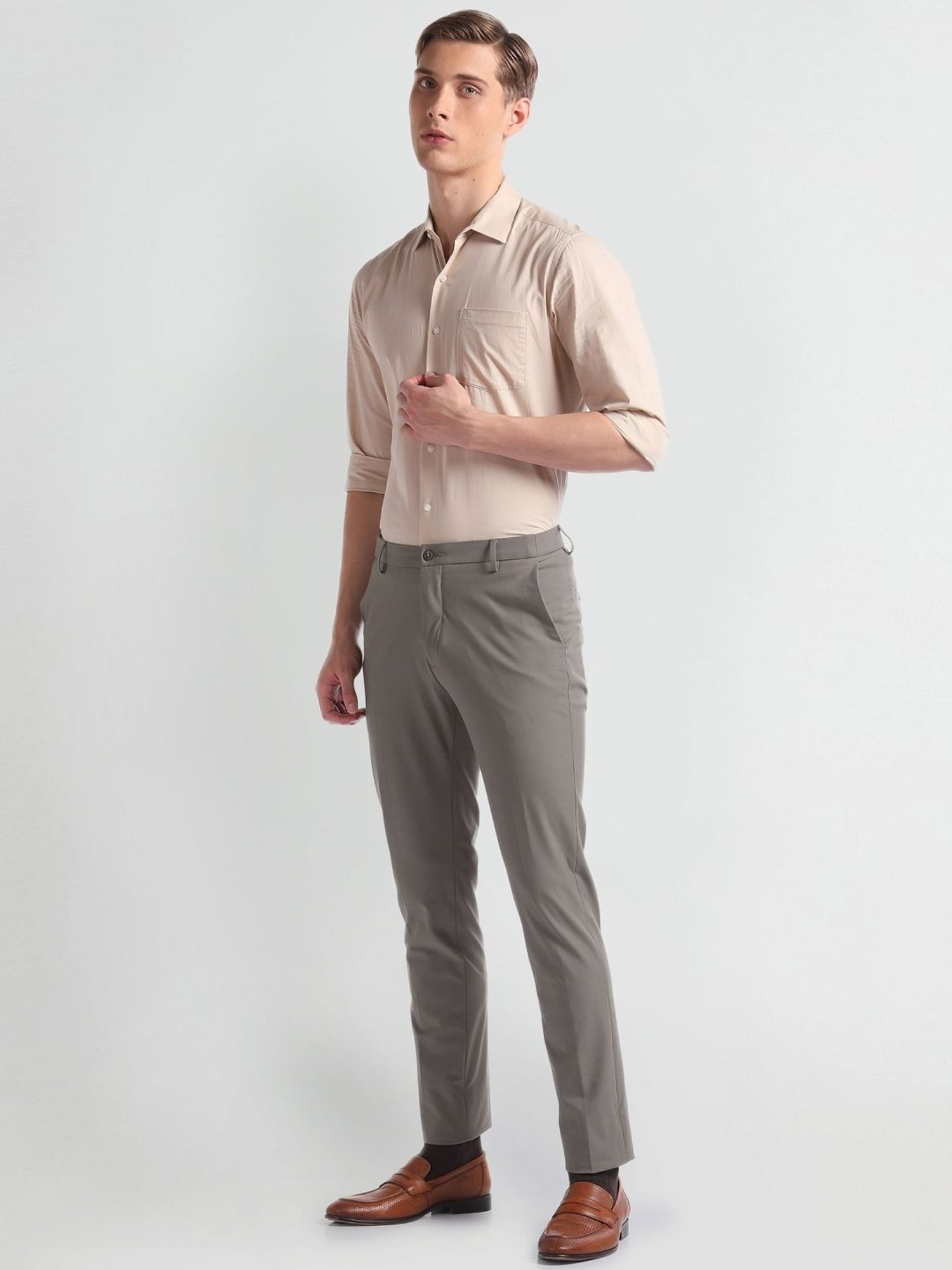 Arrow Newyork Brown Slim Fit Trousers