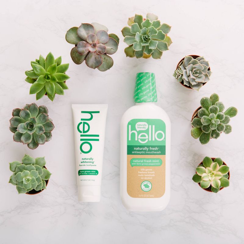 hello Naturally Fresh Antiseptic Mouthwash , Alcohol Free and Vegan , 473ml