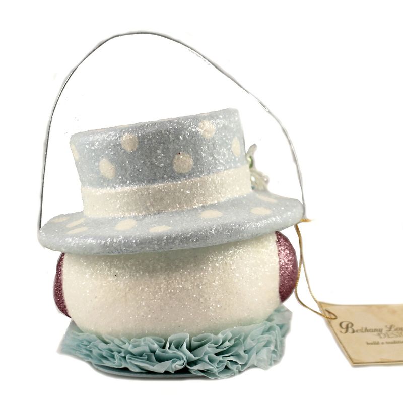 Christmas 5.5" Happy Snowman Bucket Ear Muffs Top Hat  -  Decorative Figurines