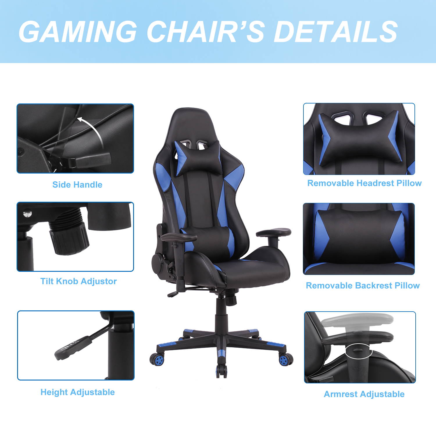 Gaming Chair High Back Reclining Computer Desk Chair Ergonomic Backrest Executive Office Chair, Red