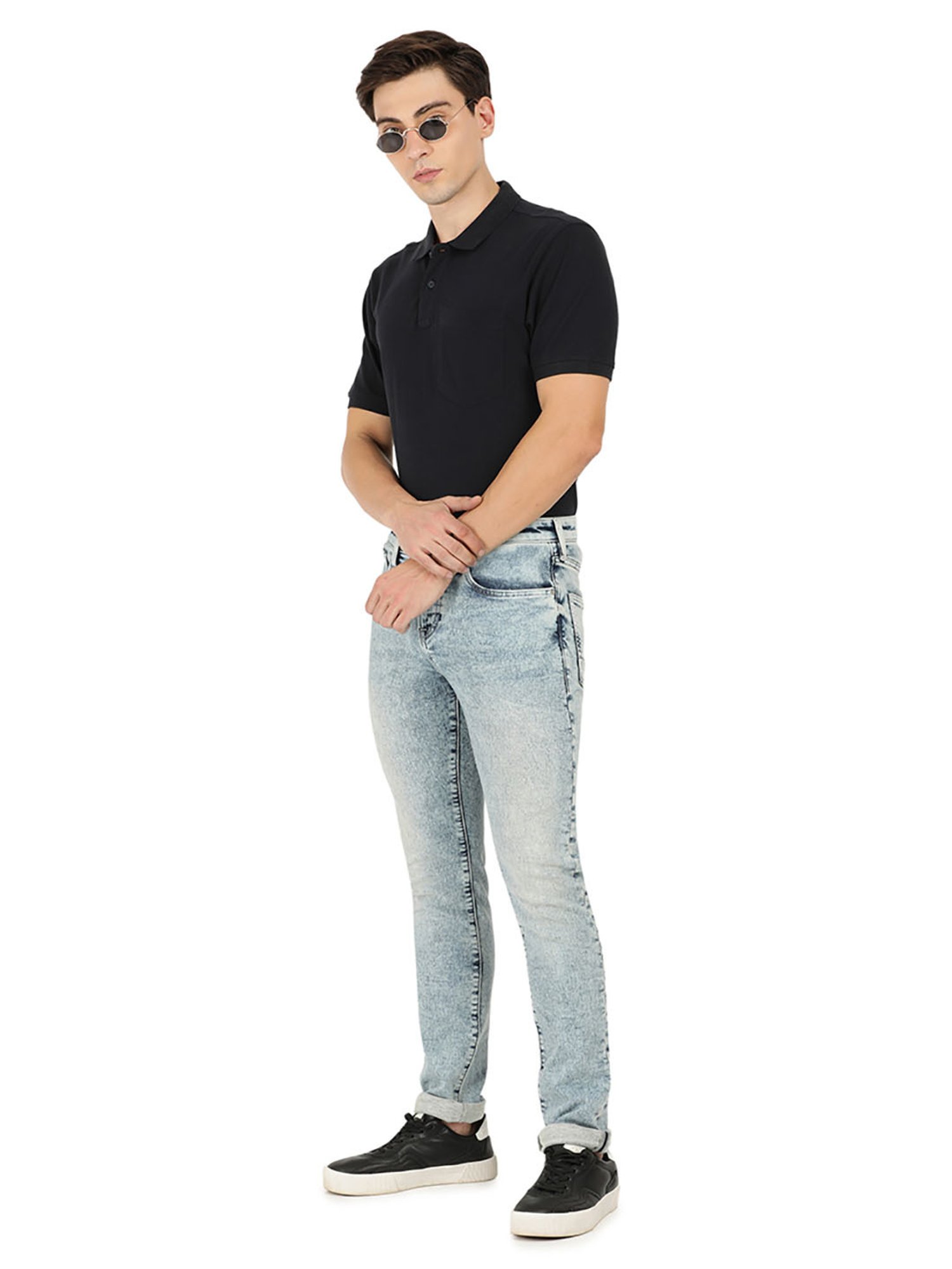 EVERBLUE Blue Comfort Slim Midrise Stretchable Jeans