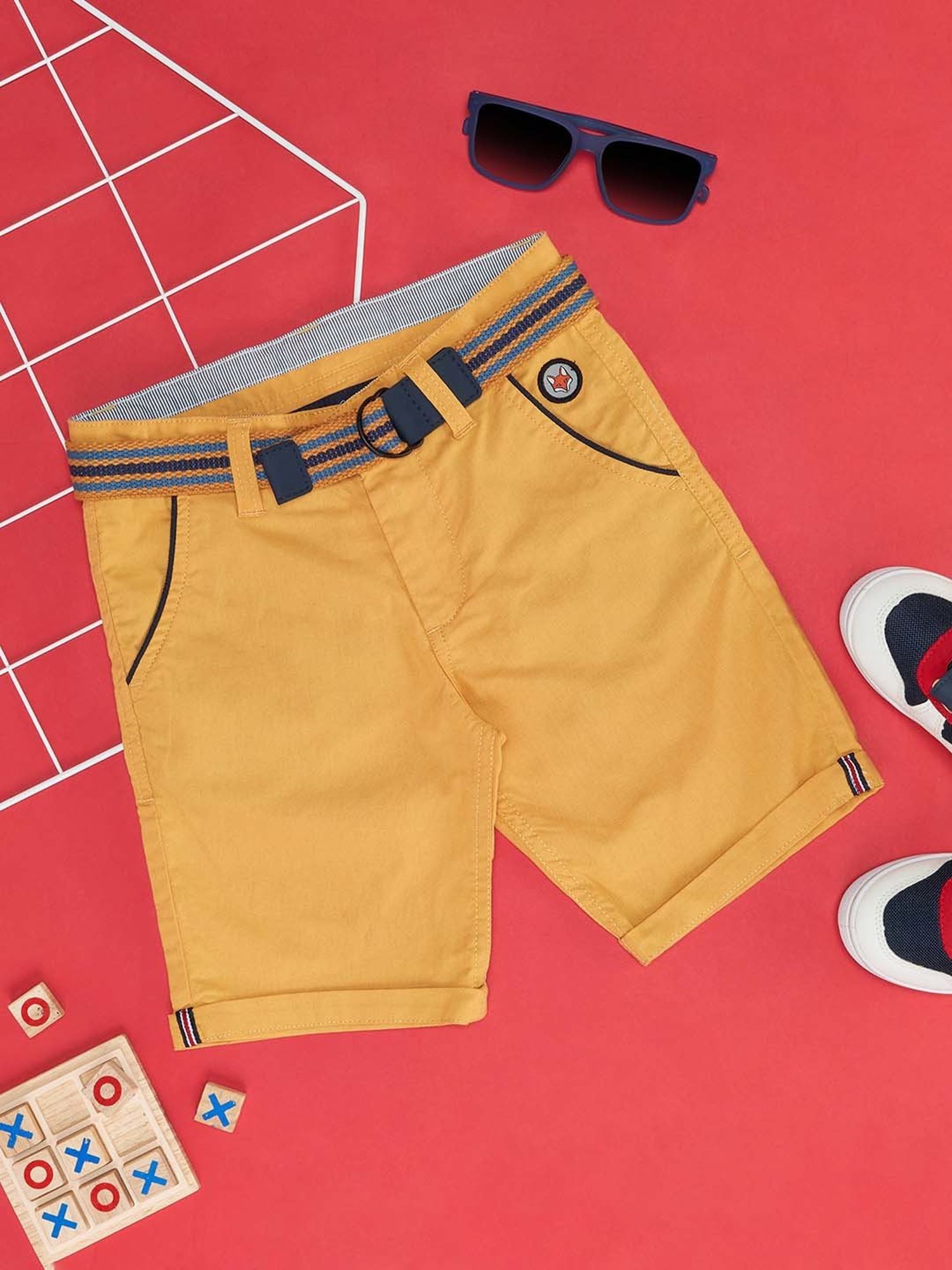 Kate & Oscar Kids Beige Cotton Embroidered Shorts