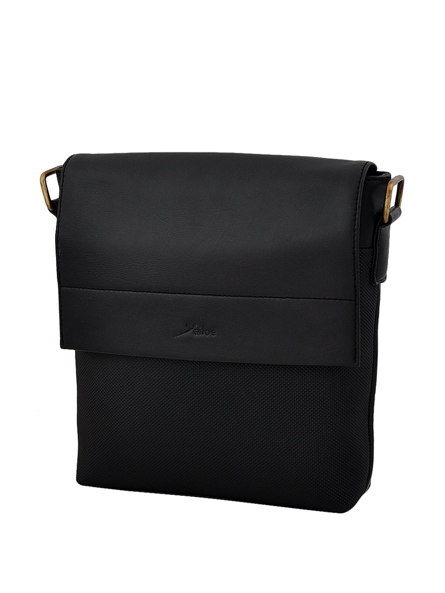 Yelloe Black Solid Medium Cross Body Bag