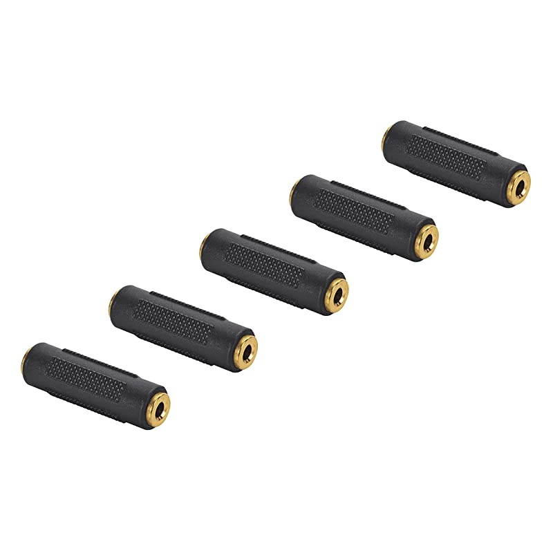 FF Stereo Coupler 5 Pack Gold Plated Stereo Jack Female to Female Adapter Connectors