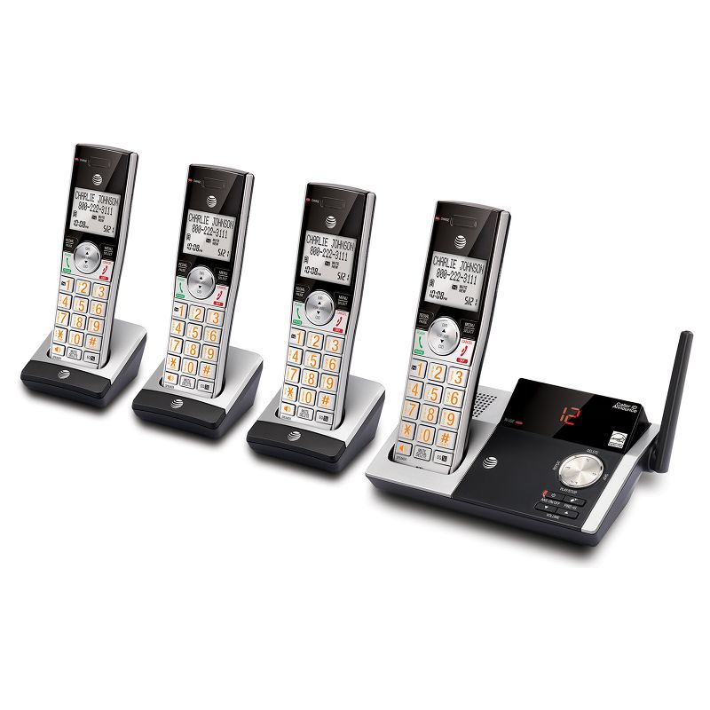 AT&T DECT 6.0 Cordless Phone System w/ 4 Handsets - Silver/Black CL82415