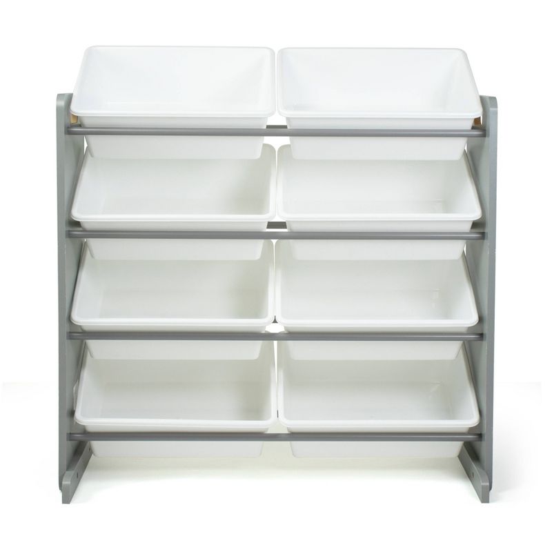 Toy Storage Organizer with 8 Large Storage Bins Gray/White - Humble Crew