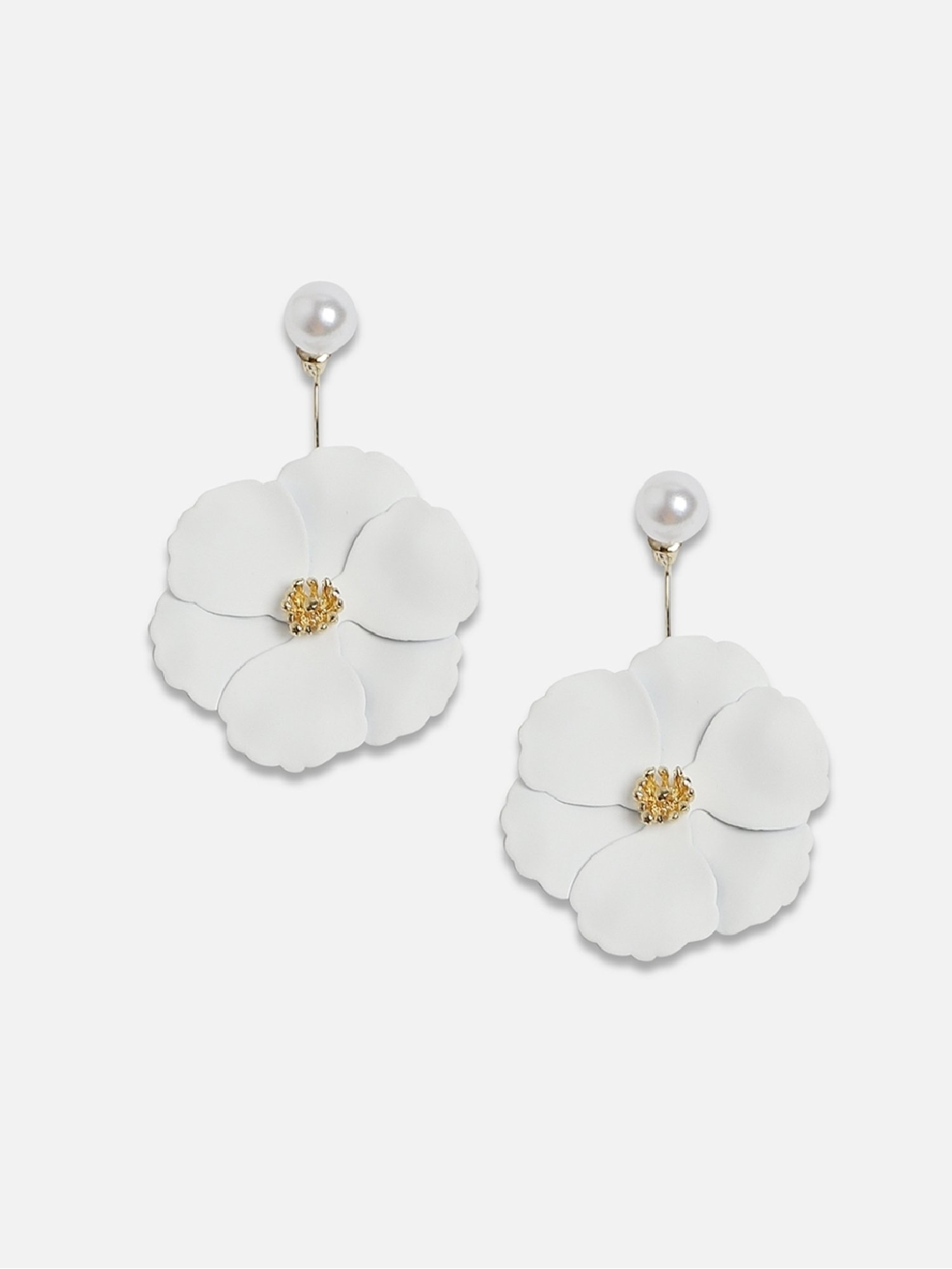 Sohi Women's Floral Hues Stud Earrings  Chalk White