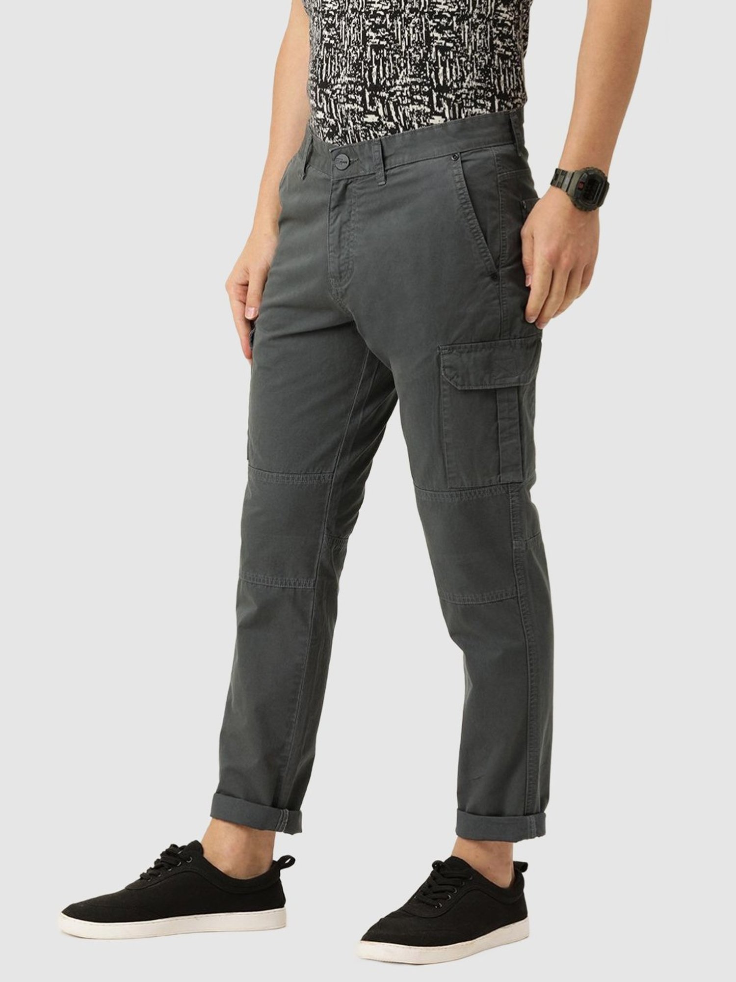 IVOC Charcoal Slim Fit Cotton Cargos