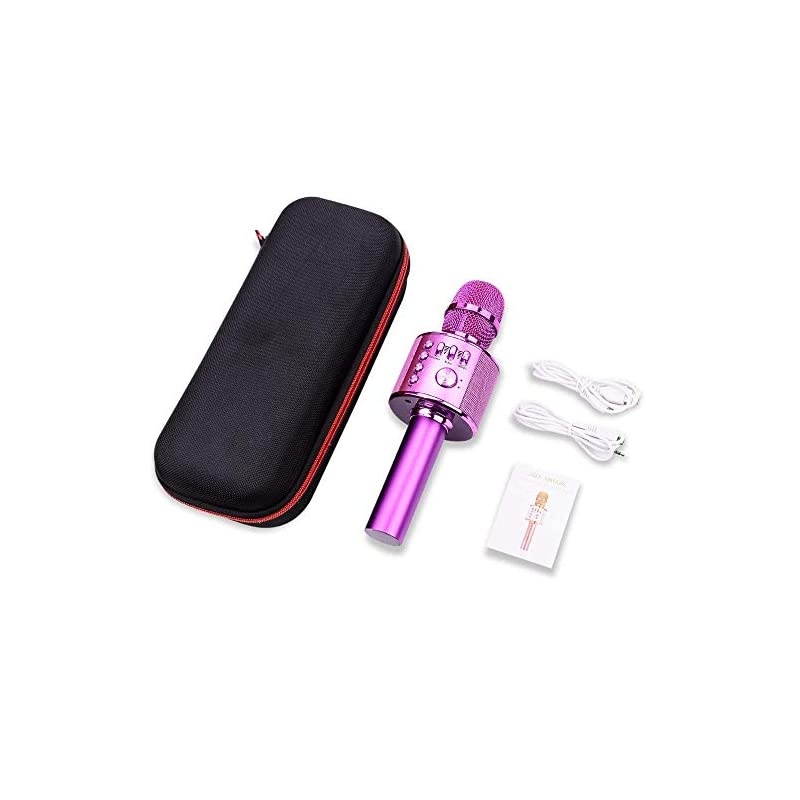 Wireless Bluetooth Karaoke Microphone,3-in-1 Portable Handheld Karaoke Mic Speaker Machine Birthday Home Party for PC or All Smartphone (Q37 Purple)