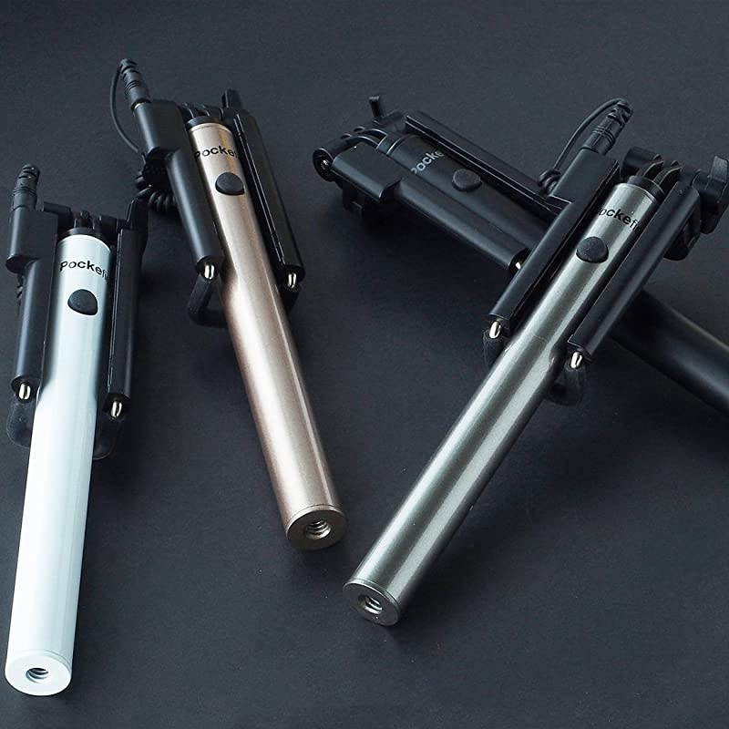 Wired Selfie Stick Mini BatteryFree Non Bluetooth Extendable Handheld Lightweight Compatible with iPhone Android Smartphones Gold