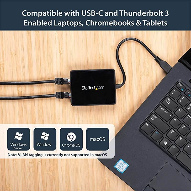 com USB-C to Dual Gigabit Ethernet Adapter with USB 3.0 (Type-A) Port - USB Type-C Gigabit Network Adapter (US1GC301AU2R)