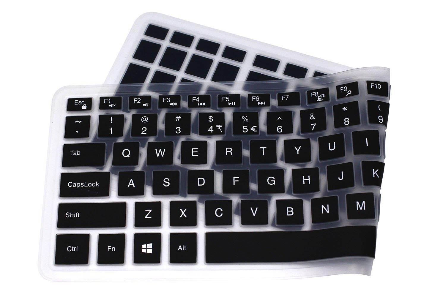 Elastic Silicone Keyboard Cover Skin for 15.6 inch Dell Inspiron 15 3000 & 5000 Series, 17.3 inch Dell Inspiron 17 5000 Series, Inspiron 15 i3541 i5566, Inspiron 17 i5749 Series Laptop (Black)