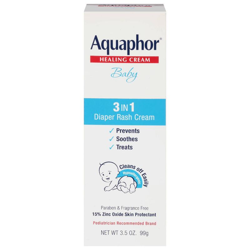 Aquaphor Baby 3-in-1 Diaper Rash Cream - Prevents, Soothes, and Treats - 3.5oz. Tube