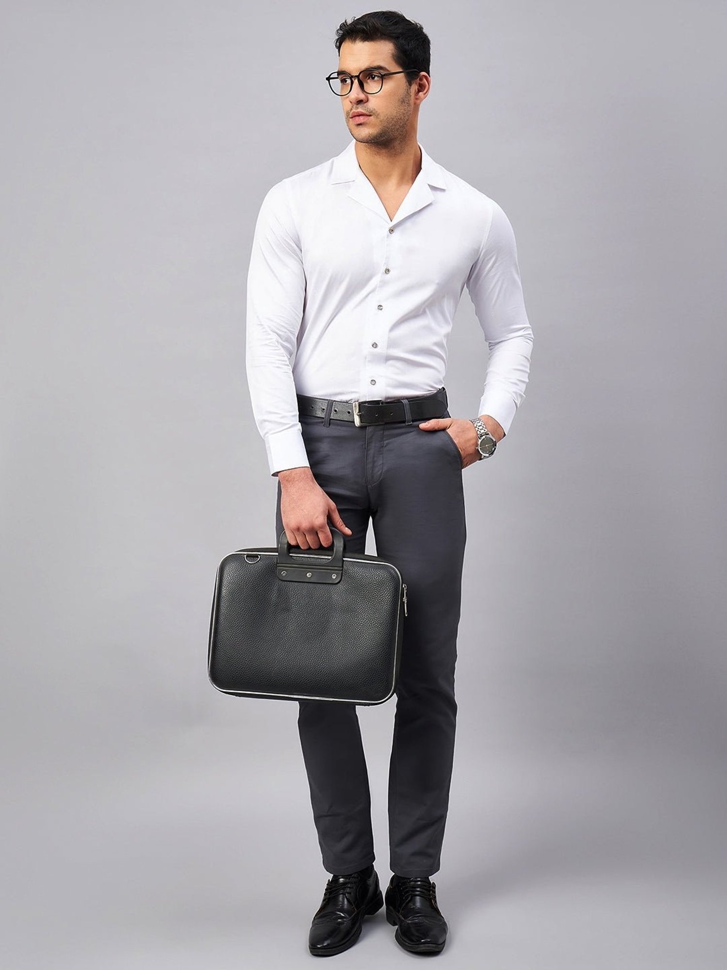 Louis Stitch White Cotton Regular Fit Printed Shirt