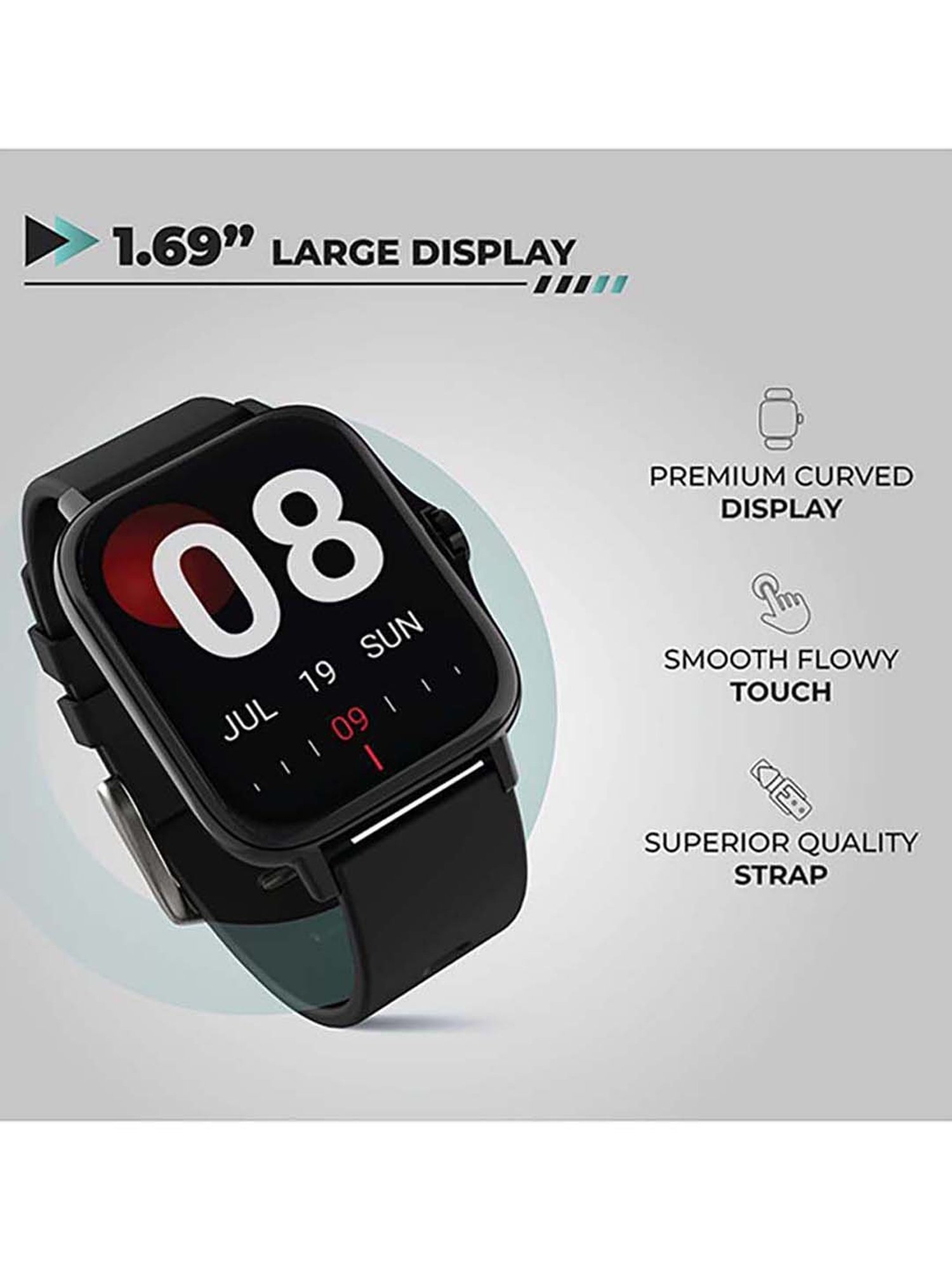 Hammer Pulse 2.0 Fitness Smartwatch with Calling and Music (Black)